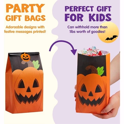 Joyfy Halloween Party Favors 72PCS Halloween Trick Or Treat Candy Bag Pastries Goodie Paper Bags With Stickers For Kids Exchange Supplies 6 Styles - Image 3