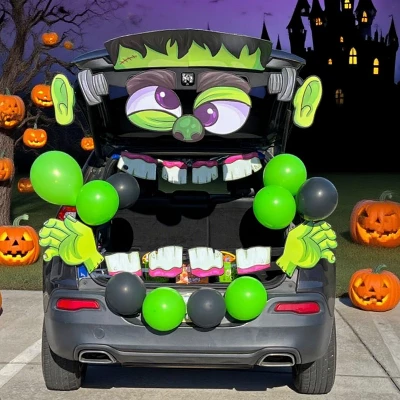 Joyfy Halloween Decorations Trunk Or Treat Car Decorations Kit, Frankenstein Car Stickers With Balloons For SUV House Garage Door Decor Props - Image 10