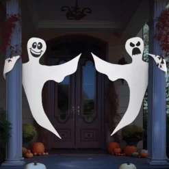 Joyfy 2Pcs 53" Halloween Bendable Tree Wrap Ghost, Smiling Ghost Hanging Decor Party Supplies For Tree, Porch, Yard, Lawn Outdoor