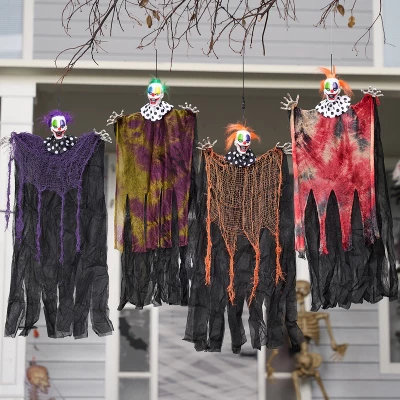 Joyfy 4Pcs 29” Halloween Hanging Clown Outdoor Decorations, Halloween Prop Décor For Lawn Yard Graveyard Front Porch Party Supplies - Image 9