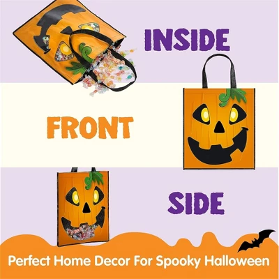 Joyfy Halloween Party Favors 3PCS Large See Through Tote Bags With Handles Trick Or Treat Bag Party Supplies For Candies Biscuits Cards 22.5" X 13.75" - Image 3