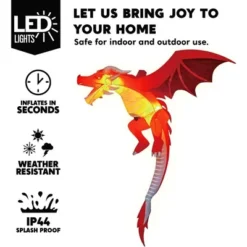 Joyfy 5 FT Halloween Inflatable Outdoor Decorations, Hanging Flying Dragon With Built-in LED For Halloween Yard Lawn Patio Outdoor Indoor Decoration