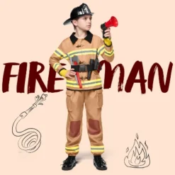 Joyfy Kids' Halloween Costume Firefighter Fireman Costume For Boys Halloween Role Paly Party