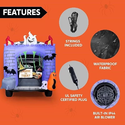 Joyfy 6FT Tall Halloween Inflatable Outdoor Decorations, Inflatable Haunted Castle With Built-in LEDs Trunk Or Treat Car Decorations For Outside Decor - Image 5