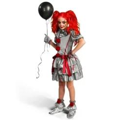 Joyfy Girl's Halloween Costume, Evil Clown Halloween Dress For Cosplay, Creepy Halloween Costume For Girls