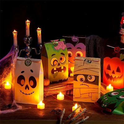 Joyfy Halloween Party Favors 72PCS Halloween Trick Or Treat Candy Bag Pastries Goodie Paper Bags With Stickers For Kids Exchange Supplies 6 Styles - Image 5