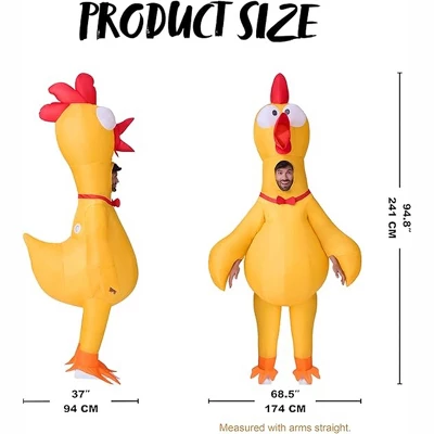 Joyfy Adults Halloween Inflatable Yellow Costumes Suit, Rubber Chicken Blow-up Full Body Costumes With Squeakers For Cosplay Party (65-71inches) - Image 4