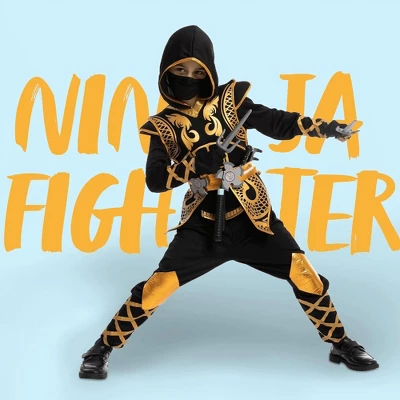 Joyfy Kids' Golden Ninja Halloween Costume Set With Accessories Toys For Kids Kung Fu Outfit Halloween Party - Image 2