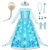 Joyfy Halloween Ice Princess Dress Costume For Girls Kids , Light-Up Princess Dress Up Cosplay Party Decor, Sequin Gown For Birthday