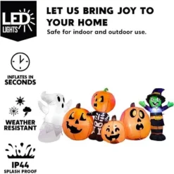 Joyfy 8 FT Long Halloween Inflatable Outdoor Decorations, Halloween Characters And Pumpkin Inflatables With LEDs For Halloween Yard Lawn Garden Decor
