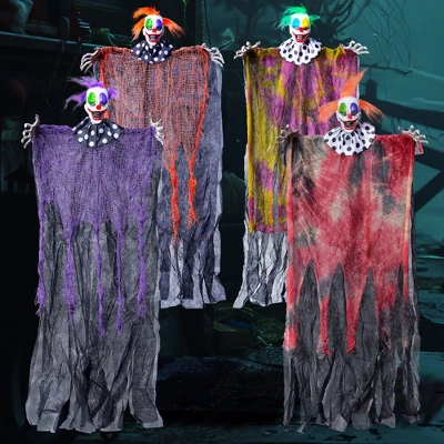 Joyfy 4Pcs 29” Halloween Hanging Clown Outdoor Decorations, Halloween Prop Décor For Lawn Yard Graveyard Front Porch Party Supplies - Image 7