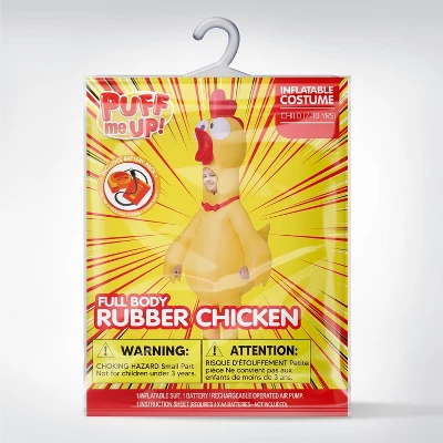 Joyfy Adults Halloween Inflatable Yellow Costumes Suit, Rubber Chicken Blow-up Full Body Costumes With Squeakers For Cosplay Party (65-71inches) - Image 5