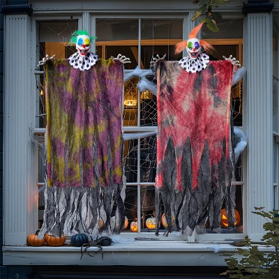 Joyfy 4Pcs 29” Halloween Hanging Clown Outdoor Decorations, Halloween Prop Décor For Lawn Yard Graveyard Front Porch Party Supplies - Image 6