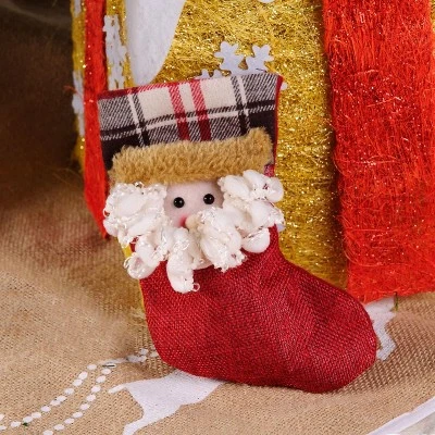 Joyfy 12 Pcs Mini Christmas Stockings, Xmas Santa Snowman Reindeer Burlap Stockings For Christmas Tree Holiday Decoration Present Holders Treat Bags - Image 6