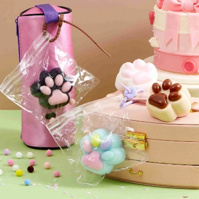 Joyfy 4 Pcs Taba Paw Squeeze Toys Colorful Kawaii Mochi Fufu Sensory Toys, Cat Paw Taba Squeeze Squishies Toy For Party Favors, Gifts For Adults Kids - Image 6