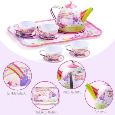 Joyfy Kid Tea Set, Unicorn Tea Set For Toddlers, Tea Party Pretend Play Set, Perfect Kitchen Toy Birthday Gift For Little Girls Ages 2 3 4 5 6 Years - Image 3