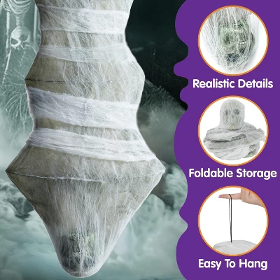 Joyfy 72" Hanging Cocoon Corpses Props, Halloween Hanging Decorations, Dead Body Prop For Graveyard Halloween Haunted House - Image 2