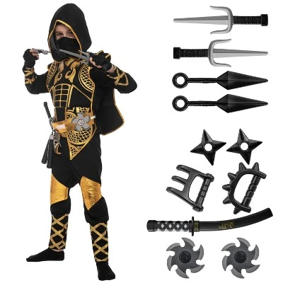 Joyfy Kids' Golden Ninja Halloween Costume Set With Accessories Toys For Kids Kung Fu Outfit Halloween Party - Image 7