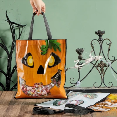 Joyfy Halloween Party Favors 3PCS Large See Through Tote Bags With Handles Trick Or Treat Bag Party Supplies For Candies Biscuits Cards 22.5" X 13.75" - Image 7