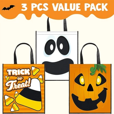 Joyfy Halloween Party Favors 3PCS Large See Through Tote Bags With Handles Trick Or Treat Bag Party Supplies For Candies Biscuits Cards 22.5" X 13.75"