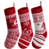 Joyfy 3 Pcs Knit Christmas Stockings, 18" Large Rustic Stocking For Christmas Decorations Holiday Tree Decor