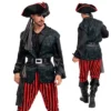 Joyfy Men Pirate Costume, Adult Pirate Shirt Vest Viking Pants Hat Set For Halloween Themed Parties