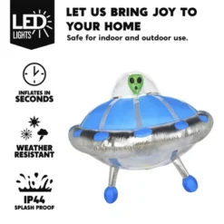 Joyfy 4.5 FT Halloween Inflatable Outdoor Decorations, Inflatable Alien UFO With Color Changing LEDs For Halloween Window Yard Garden Lawn Decoration