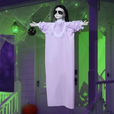 Joyfy 43’’ Halloween Decoration Hanging Doll Ghost, Purple Dress Creepy Doll Skeleton With Scary Expressions For Halloween Indoor Outdoor Decor - Image 6