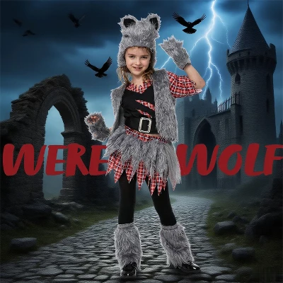 Joyfy Girls' Werewolf Halloween Costume – Fierce & Howling Halloween Outfit Set Complete Set - Image 5