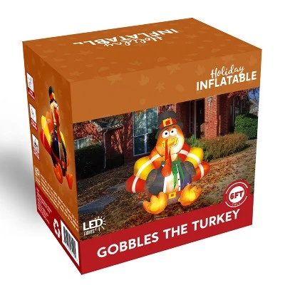 Joyfy 6 FT Thanksgiving Turkey Inflatable Decorations, LED Light Up Turkey With Pilgrim Hat, Blow Up Halloween Turkey For Outdoor Yard Garden Decor - Image 10