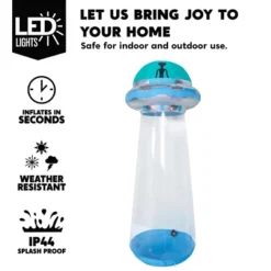 Joyfy 6/9/12 FT Tall Halloween Inflatable Outdoor Decoration, Inflatable Blue UFO With LEDs For Halloween Party Yard Garden Lawn Outside Decoration