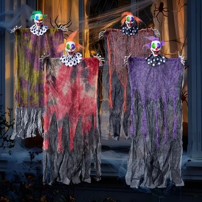Joyfy 4Pcs 29” Halloween Hanging Clown Outdoor Decorations, Halloween Prop Décor For Lawn Yard Graveyard Front Porch Party Supplies - Image 10