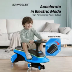 45W 2-in-1 Electric Wiggle & Swing Car For Kids – 2 Speeds, LED Flashing Wheels, Anti-Rollover, Pedal & Rechargeable Battery, Ages 3+ (170 Lbs Max)