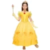 Joyfy Girls' Halloween Costume Yellow Princess Dress For Halloween Dress-Up Cosplay Party