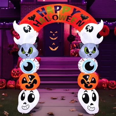 Joyfy 8 FT Tall Halloween Inflatable Outdoor Decoration, Cute Stacking Ghost Inflatable Archway With LEDs For Halloween Yard Garden Lawn Decoration - Image 3