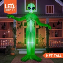 Joyfy 9 FT Tall Halloween Inflatable Giant Alien Decoration With Built-in LEDs For Halloween Indoor Outdoor Yard Garden Lawn Holiday Party Decoration
