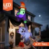 Joyfy 8.2 FT Tall Halloween Outdoor Inflatable Decoration, Witch And Black Cat Hanging Inflatable With LEDs For Indoor Outdoor Yard Roof Decoration