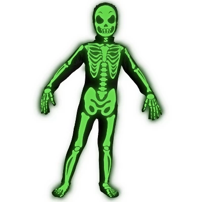 Joyfy Boys' Halloween Skeleton Costume – Glow-in-the-Dark Bone Jumpsuit (One-Piece Halloween Outfit)
