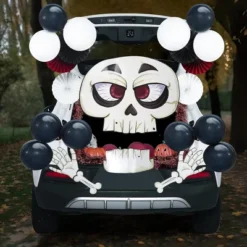 Joyfy Halloween Trunk Or Treat Car Decorations Kit With Skeleton Design, Car Archway Garage Decoration With A Set Of Skeleton Paper Board, Balloons