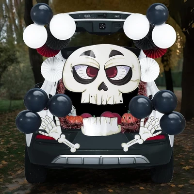Joyfy Halloween Trunk Or Treat Car Decorations Kit With Skeleton Design, Car Archway Garage Decoration With A Set Of Skeleton Paper Board, Balloons