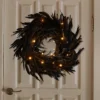 Joyfy Halloween Decorations 13.5in Black Feather Wreath, Party Decor Porch Patio Window Indoor Outdoor Decor, Halloween Wreath Props Party Favors