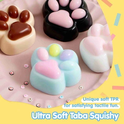 Joyfy 4 Pcs Taba Paw Squeeze Toys Colorful Kawaii Mochi Fufu Sensory Toys, Cat Paw Taba Squeeze Squishies Toy For Party Favors, Gifts For Adults Kids - Image 5