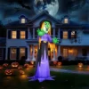 Joyfy 12 FT Tall Halloween Inflatable Witch With Built-in LED For Outdoor Decoration, Halloween Indoor Yard, Garden, Lawn Holiday Party Decoration