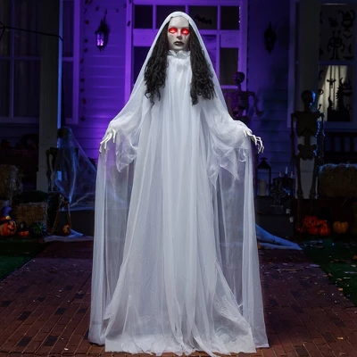 Joyfy 67’’ Halloween Animatronics Standing Bride Ghost Decoration, Life-Size Scary Ghost With Creepy Sound For Yard Lawn Outdoor Indoor Decoration - Image 5