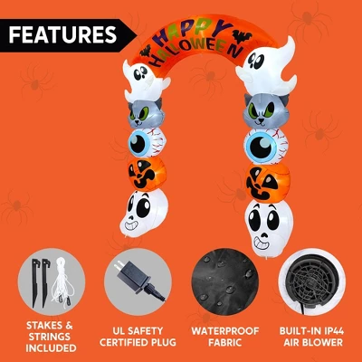 Joyfy 8 FT Tall Halloween Inflatable Outdoor Decoration, Cute Stacking Ghost Inflatable Archway With LEDs For Halloween Yard Garden Lawn Decoration - Image 5
