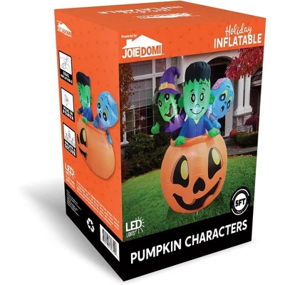 Joyfy 5 FT Tall Halloween Inflatables Outdoor Decorations, Inflatable Witch And Zombie On Pumpkin With LEDs For Halloween Party Yard Lawn Garden Decor - Image 8