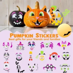Joyfy 16 Packs Halloween Foam Craft Kit Pumpkin Decor Stickers, Halloween Party Favors School Games Gifts For Kids, Arts Activities Party Supplies