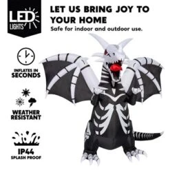 Joyfy 8 FT Halloween Inflatables Outdoor Decoration, Inflatable Skeleton Dragon With Red LED Eyes For For Halloween Outdoor Yard Lawn Party Decoration