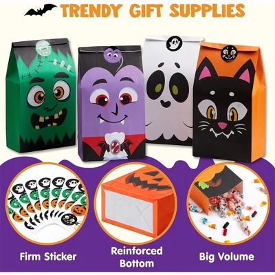 Joyfy Halloween Party Favors 72PCS Halloween Trick Or Treat Candy Bag Pastries Goodie Paper Bags With Stickers For Kids Exchange Supplies 6 Styles - Image 2