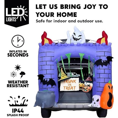 Joyfy 6FT Tall Halloween Inflatable Outdoor Decorations, Inflatable Haunted Castle With Built-in LEDs Trunk Or Treat Car Decorations For Outside Decor - Image 2
